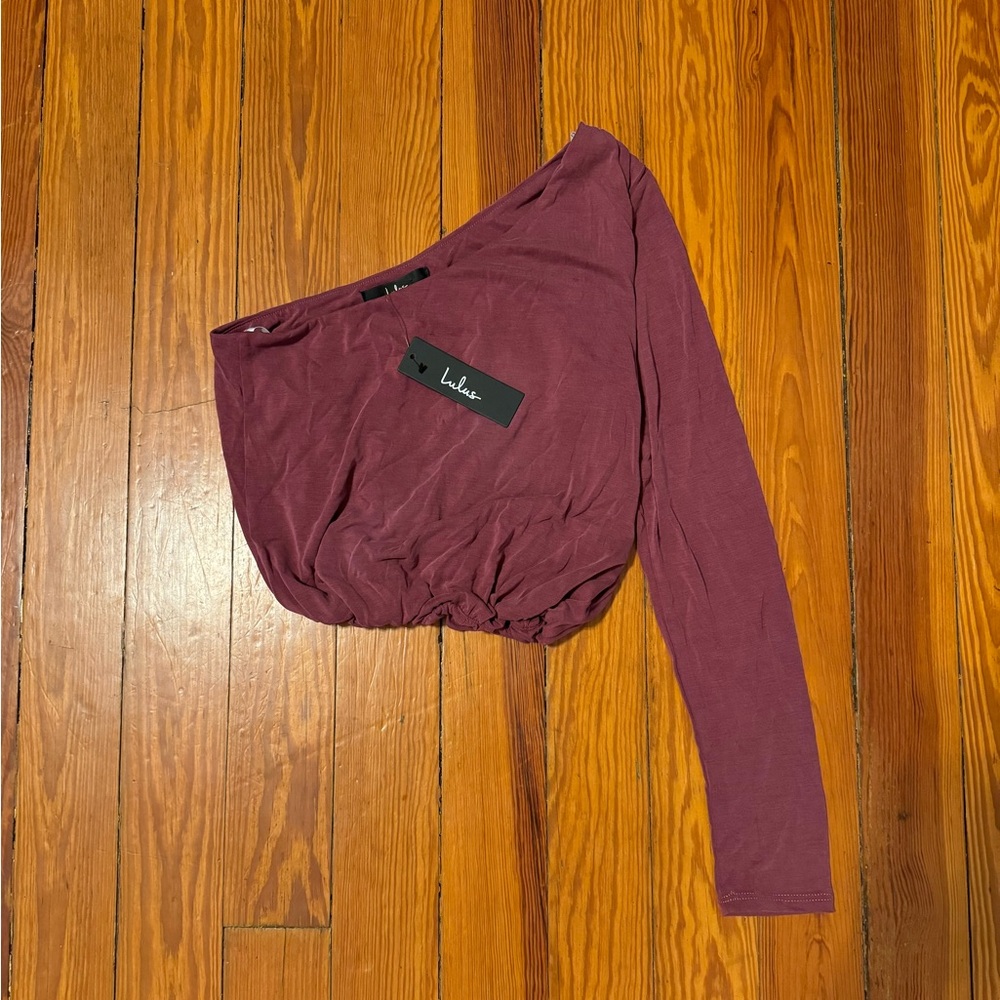 Lulus Purple Red Asymmetrical Long Sleeve Crop Top